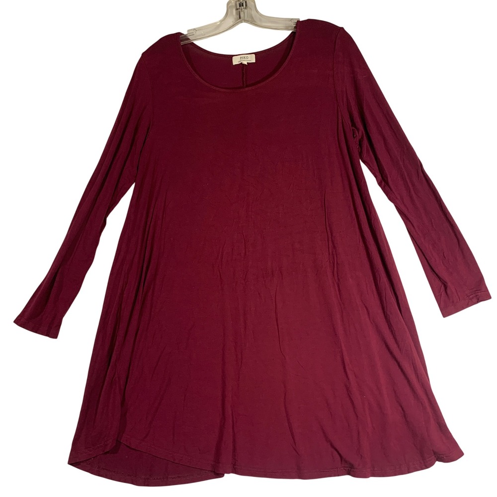 Piko Green Earth Fashion Burgundy Long Sleeve Bamboo Blend‎ Tunic Top Small